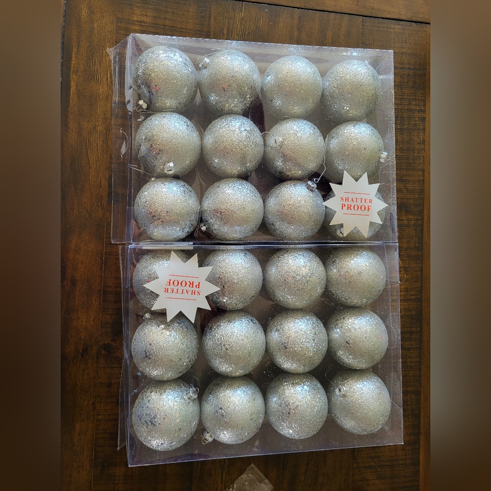 Silver glitter ornaments